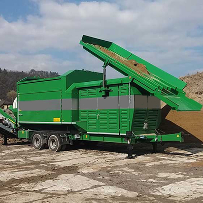 3200 KG 콤포스트 트럼멜 자정 디젤 엔진 11KW 전력 드럼 스크린 기계