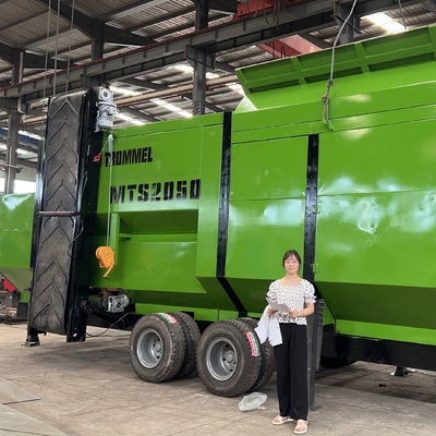 농장 33.2kw 모터 큰 용량 MTS 2050 이동 트롬멜 시트 콤포스트 회전 드럼